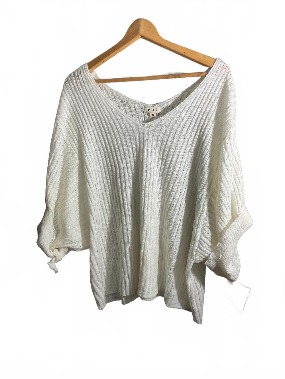 POL Light weight Cream Ribbed Knit Sweater - Size Small/Oversized XL